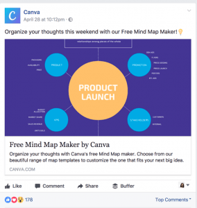 Canva product launch ad on facebook