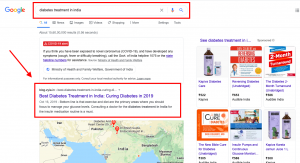 Zyla blog ranking on first page for keyword diabetes treatment in india